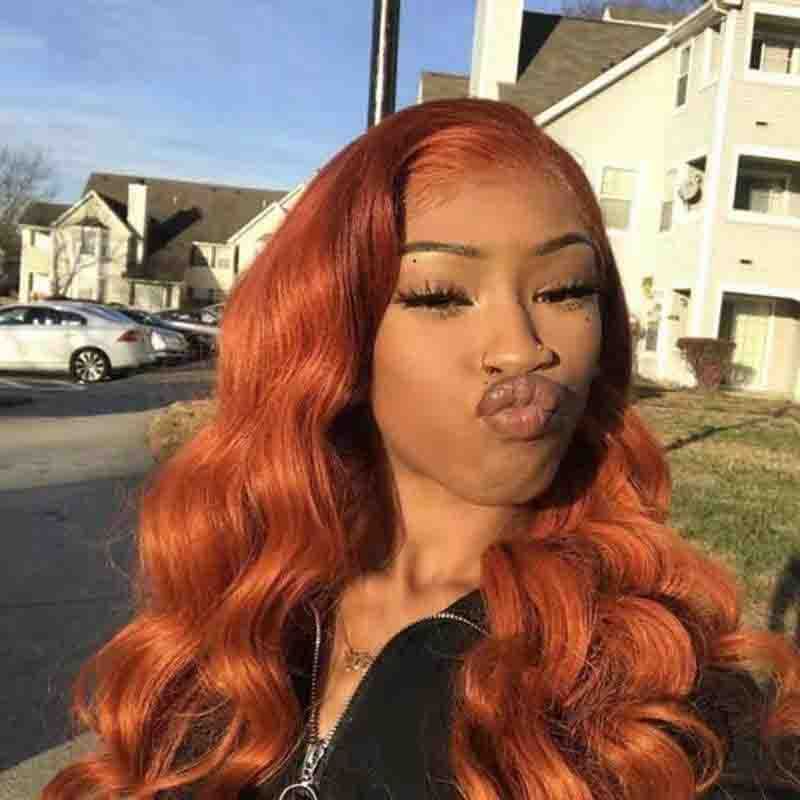 European And American Dark Orange Wig Hair Set Smooth Hair European And American Dark Orange Wig Hair Set Smooth Hair